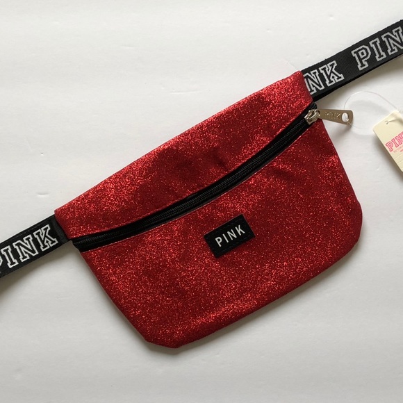 red glitter fanny pack